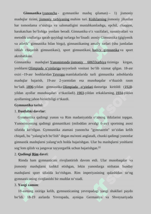 Gimnastikaning vujudga kelishi 2