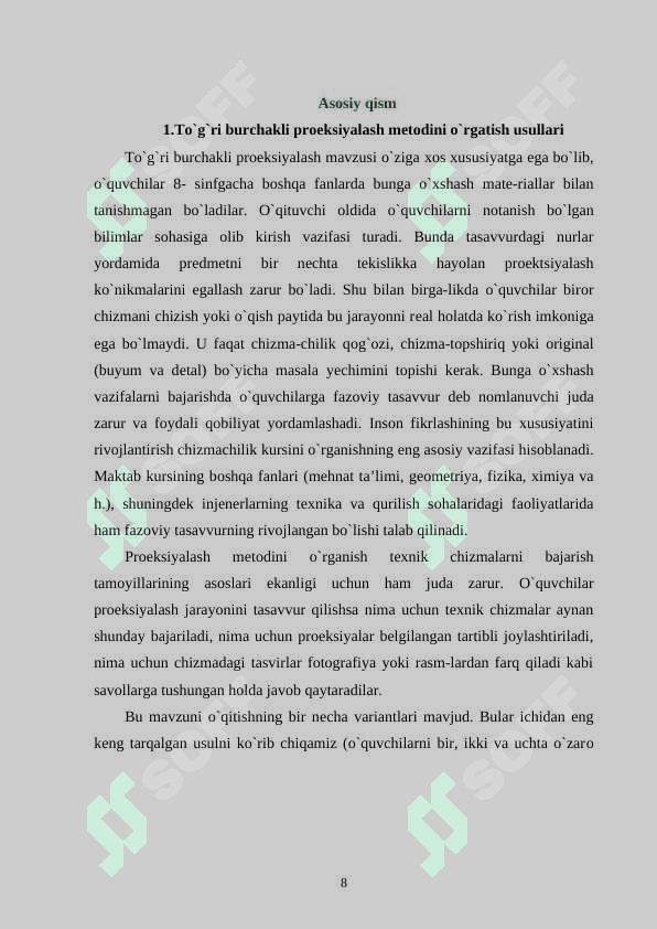 To`g`ri burchakli prоеksiyalash mеtоdini o`rgatish usullari 8