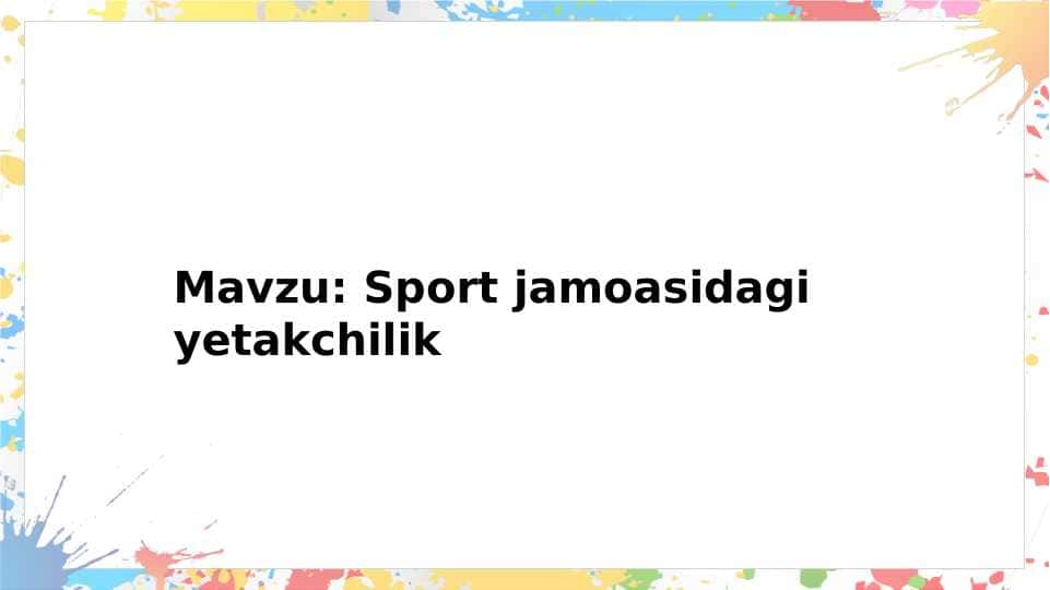 Sport jamoasidagi yetakchilik