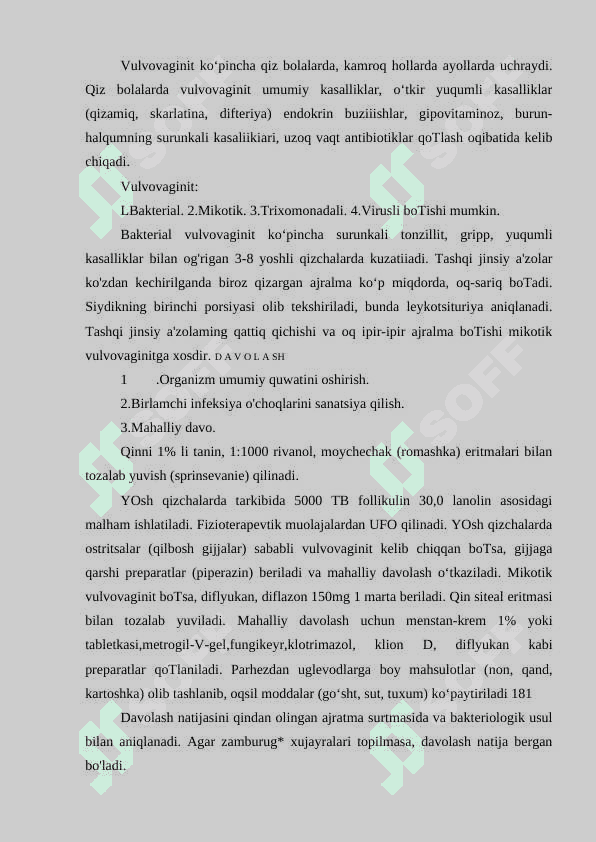 GINEKOLOGIK KASALLIKLARNING DIAGNOSTIKASI  VA DAVOLASH USULLARI 6