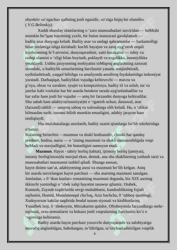 Adabiyotning adabiy–estetik tabiati 6