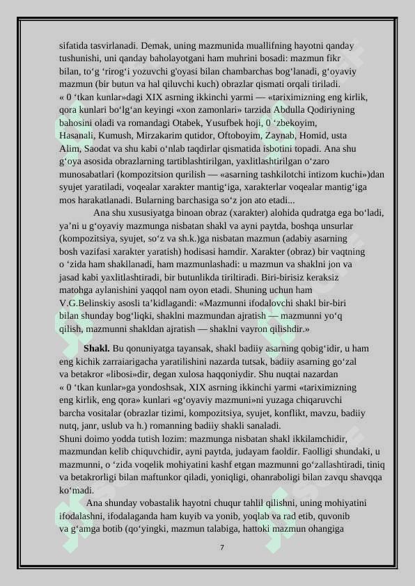 Adabiyotning adabiy–estetik tabiati 7