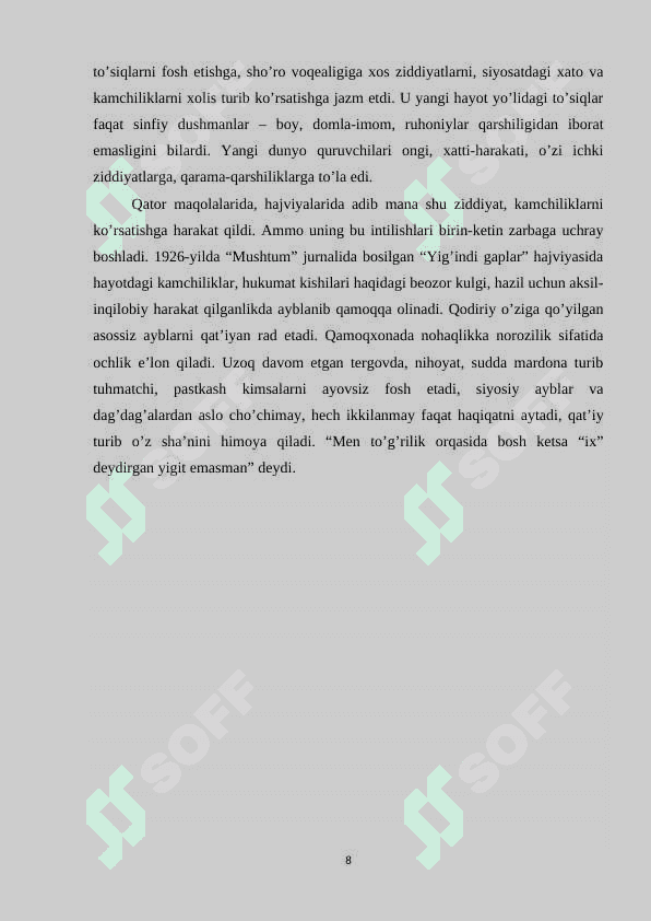 “O’tkan kunlar” romani 8