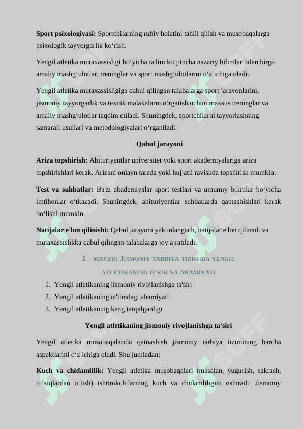 Yengil atletikodan mavzulashtirilgan mustaqil ish 3