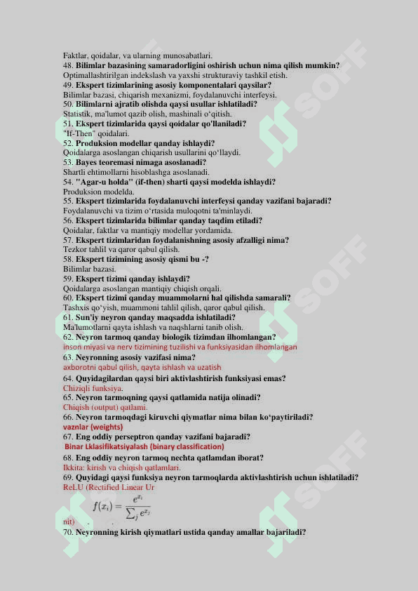 Sun’iy intellekt fanidan yakuniy baza savollari javoblari bilan. TATU. 3