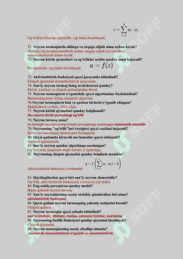 Sun’iy intellekt fanidan yakuniy baza savollari javoblari bilan. TATU. 4