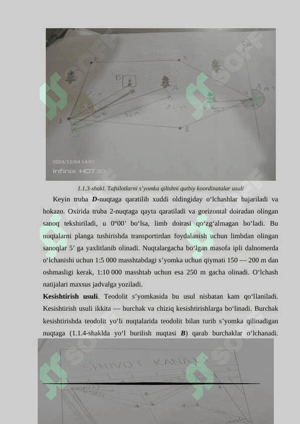 Teodolit s’yomka natijalarini ishlab chiqish va planini tuzish 6