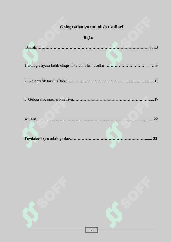 Golografiya va uni olish usullari 2