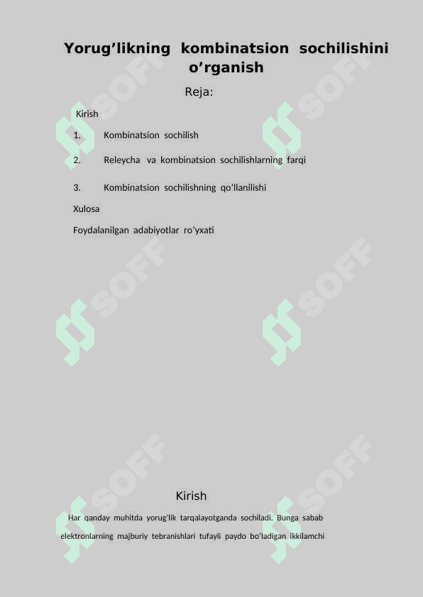 Yorug’likning  kombinatsion  sochilishini  o’rganish 2