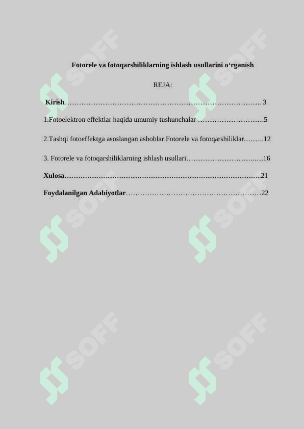 Fotorele va fotoqarshiliklarning ishlash usullarini o‘rganish 2