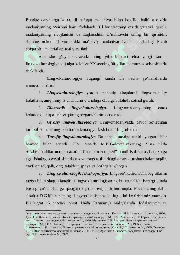“LINGVOKULTUROLOGIYA” mavzusida kurs ishi 7