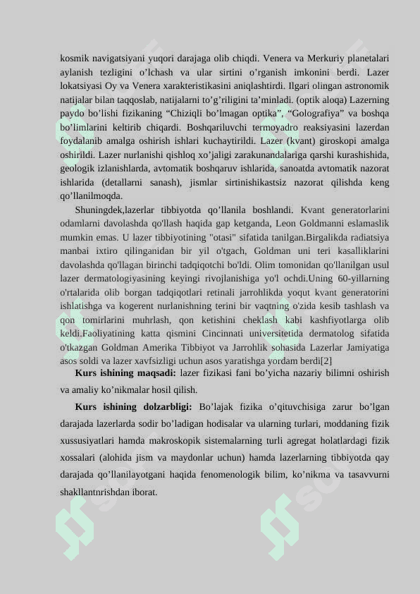 Lazer nurlarining tibbiyotda qо‘llanilishini о‘rganish 4