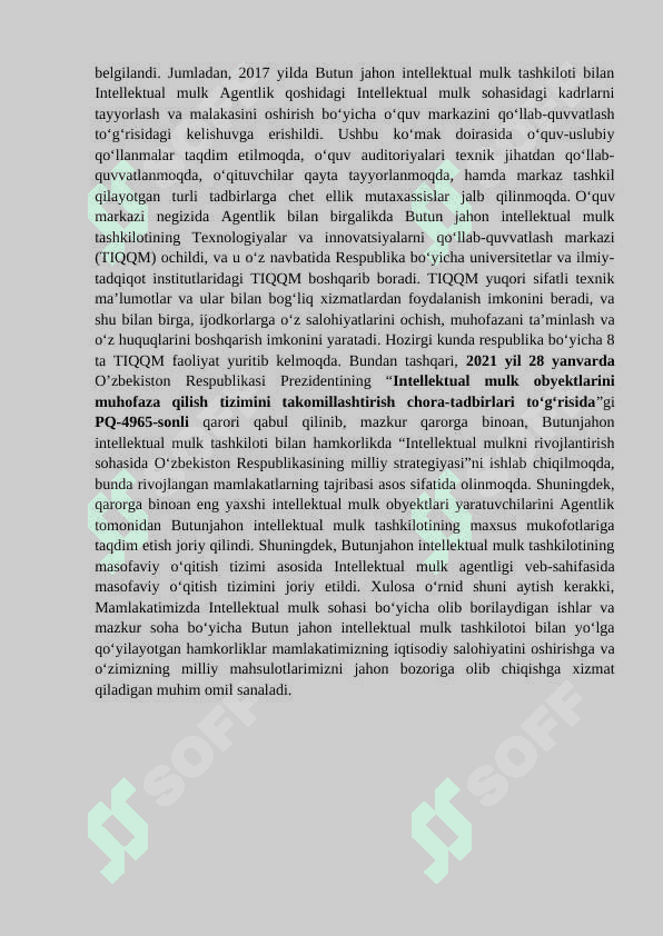 BUTUNJAHON INTELLEKTUAL MULK TASHKILOTI. O'ZBEKISTONDA PATENT HUQUQINI TA'MINLASH YO'NALISHLARI 3