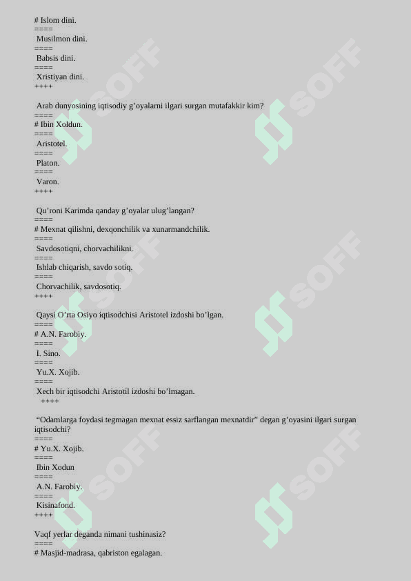 Iqtisodiy ta’limotlar tarixi fanidan test Javoblari bilan 4