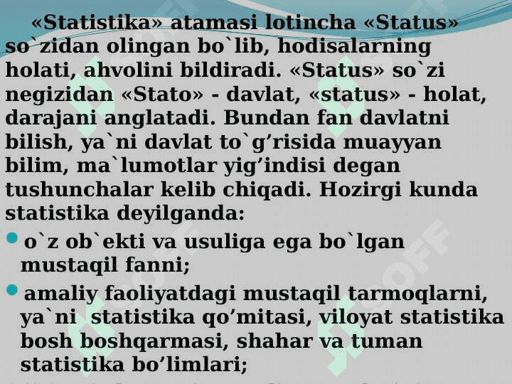 Statistika predmeti va uslubi 6