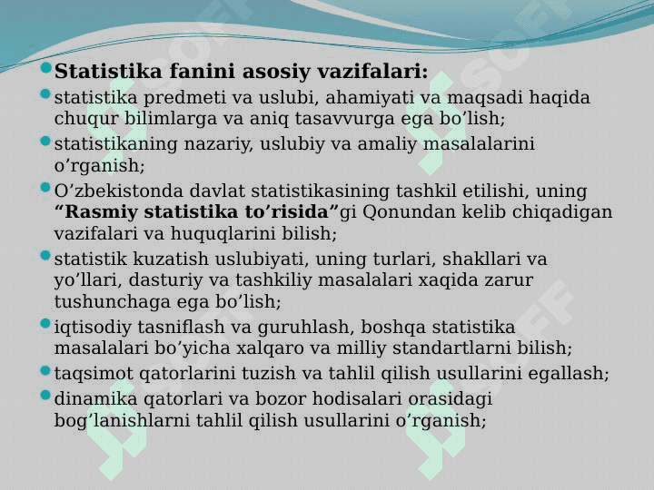 Statistika predmeti va uslubi 8