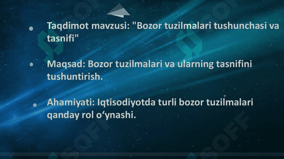 Bozor tuzilmalari tushunchasi va tasnifi 2