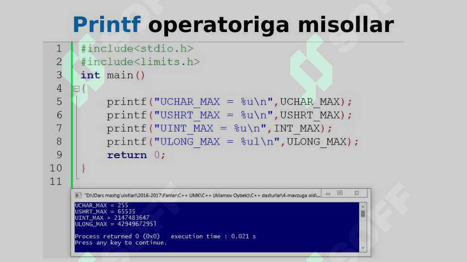 C++ da kiritish chiqarish operatorlari va arifmetik amallar 8