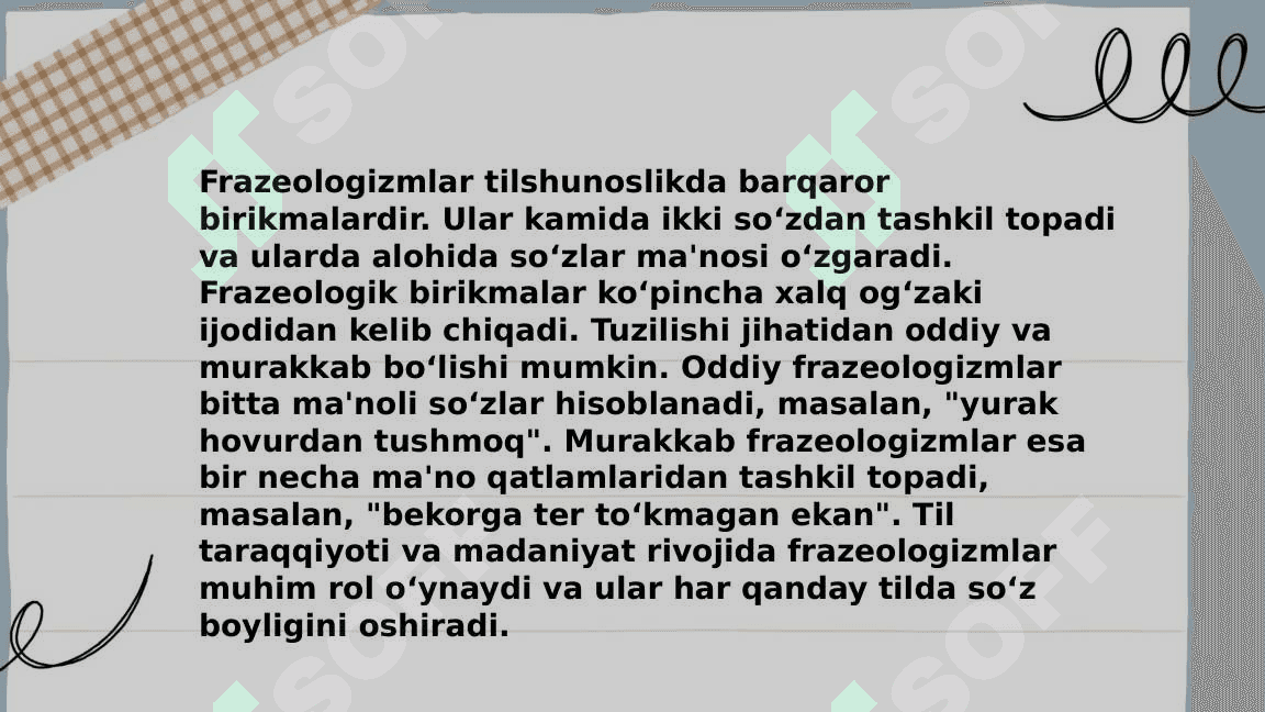 O'zbek adabiy tili frazeologizmlari 4