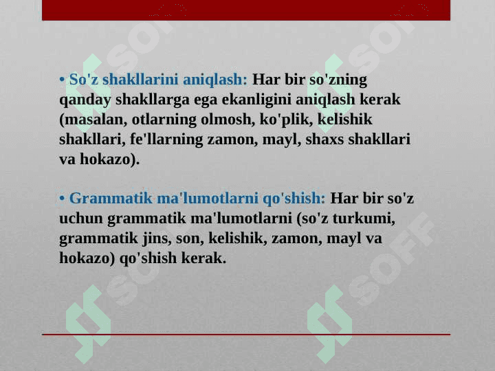 O‘zbek tilining morfologik lug‘atini shakllantirish 5