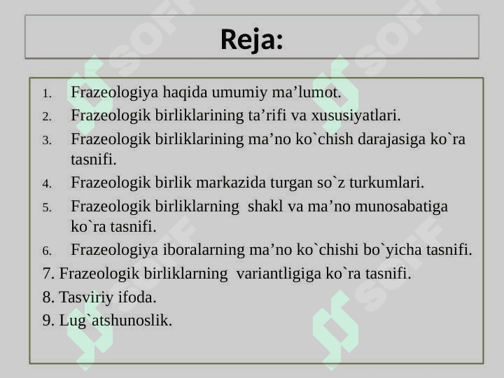 FRAZEOLOGIYA. TASVIRIY IFODA 2