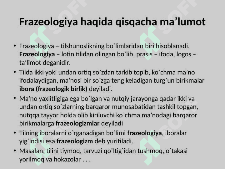 FRAZEOLOGIYA. TASVIRIY IFODA 3