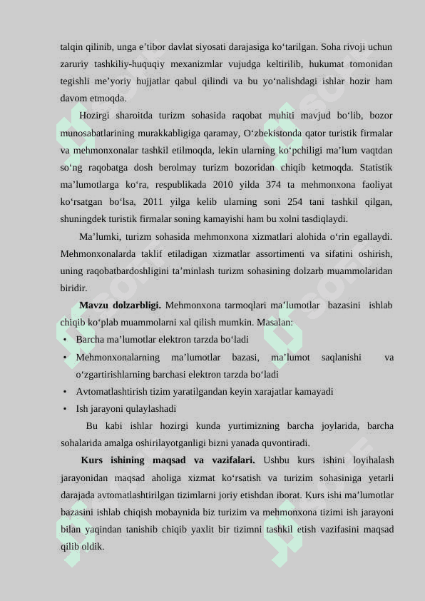 Mehmonxona ma’lumotlar bazasini loyihalash 3