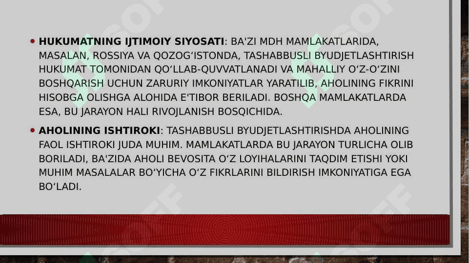 MDH a’zo mamlakatlarda tashabbusli byudjetlashtirish mexanizmi 4