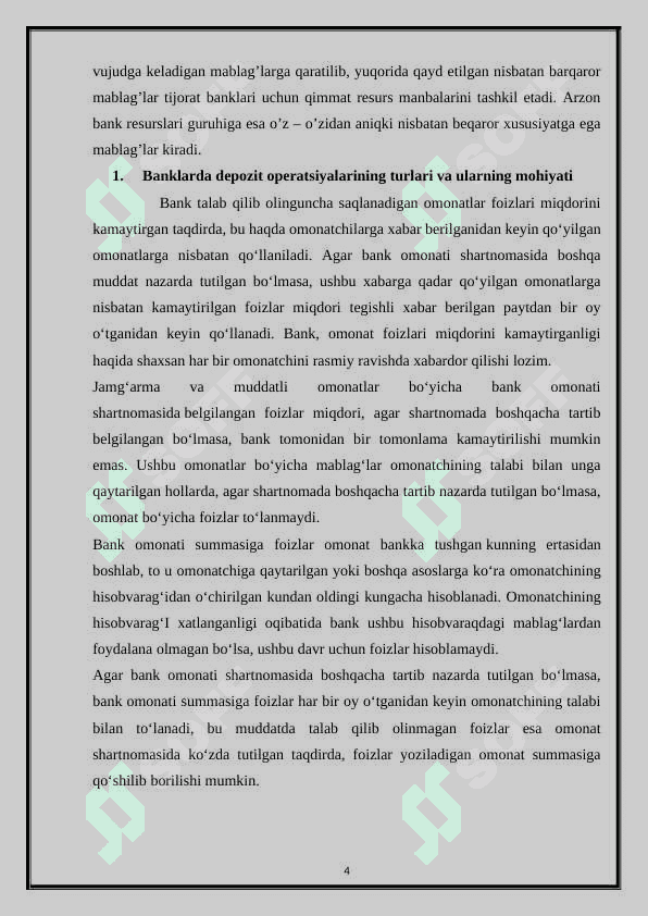 Banklarning depozit operatsiyalarini buxgalteriya hisobi 4