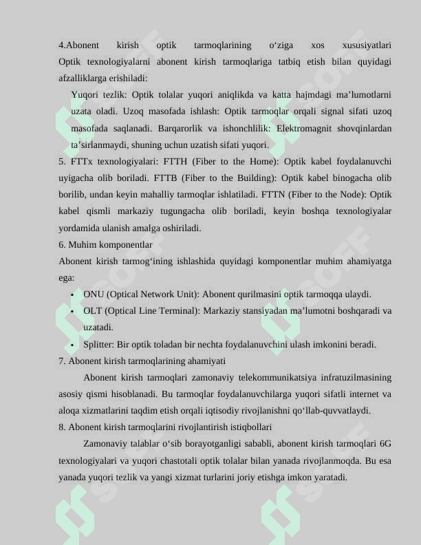 Abonent kirish optik tarmoqlari 6