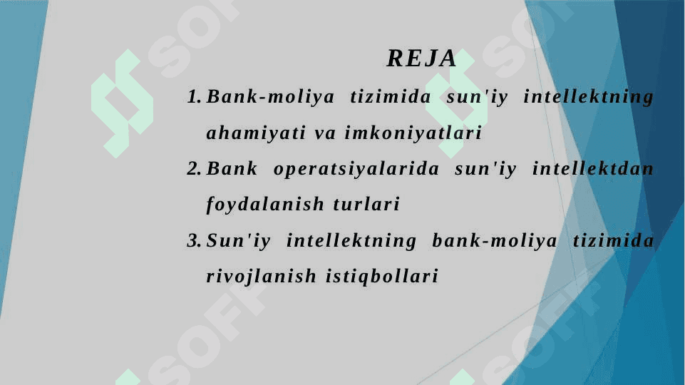 Bank Moliya tizimida sun'iy intellektdan foydalanish 2