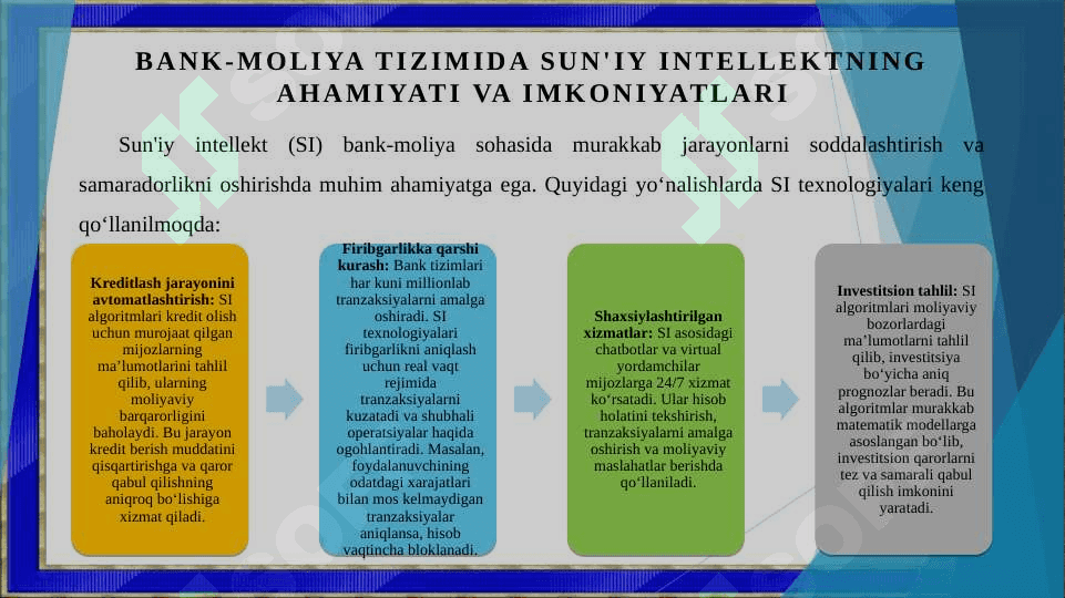 Bank Moliya tizimida sun'iy intellektdan foydalanish 3