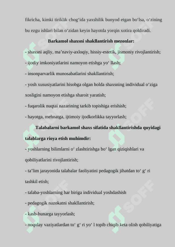 Shaxs barkamolligi 4