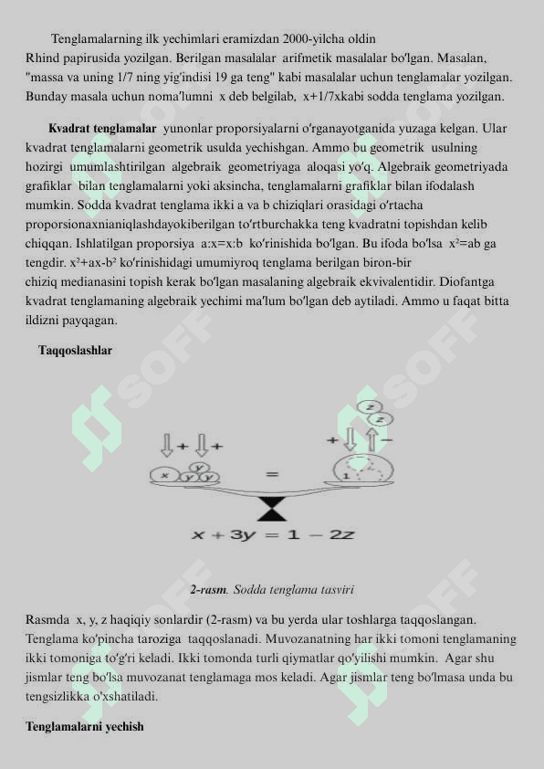 Maktab matematika kursida tenglama tushunchasini o'qitish 8