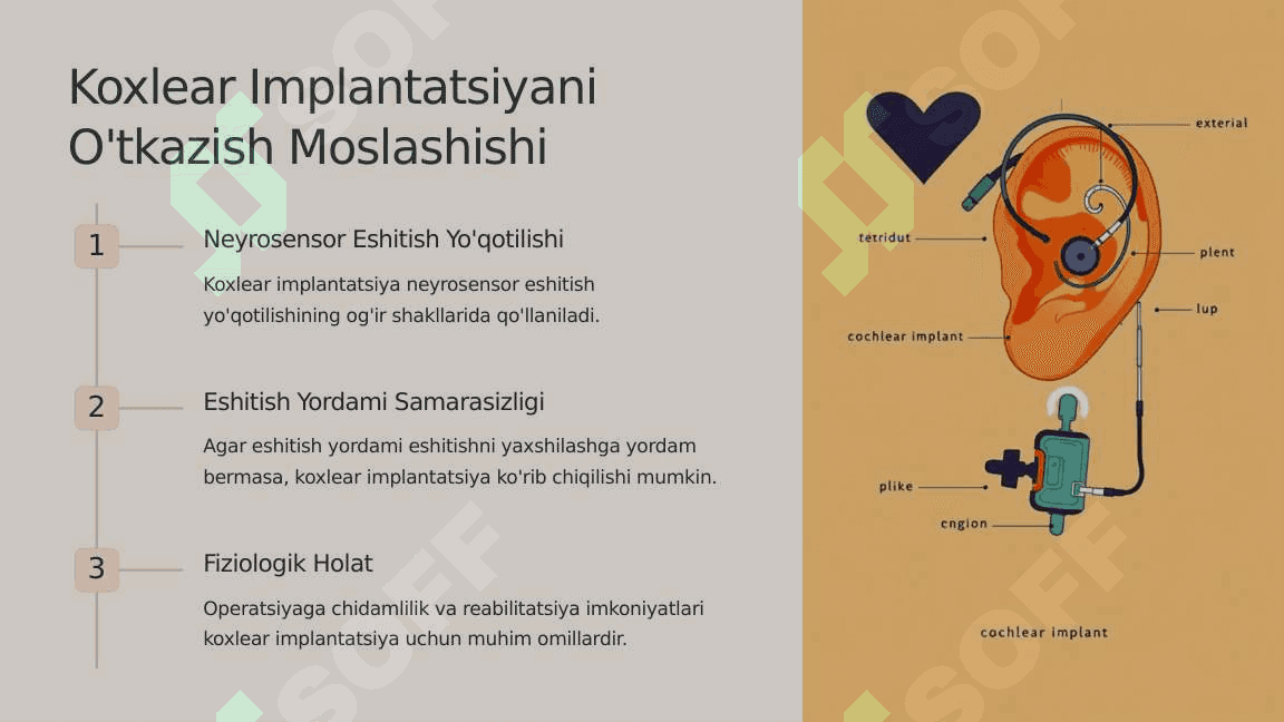 Eshitish biofizikasi elementlari. Koxlear implantatsiya asoslari 7