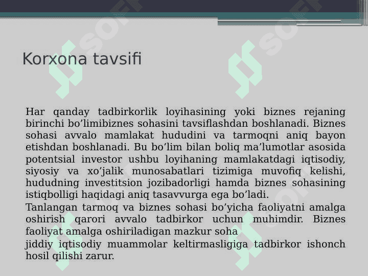Korxona va mahsulot tavsifi 2