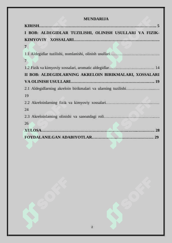 Akrolein va uning birikmalarini molekula tuzilishi olinishi xossalari va ishlatilishi 2