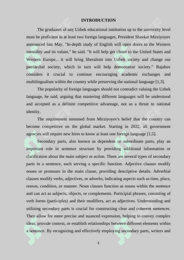 Secondary parts of sentence 2