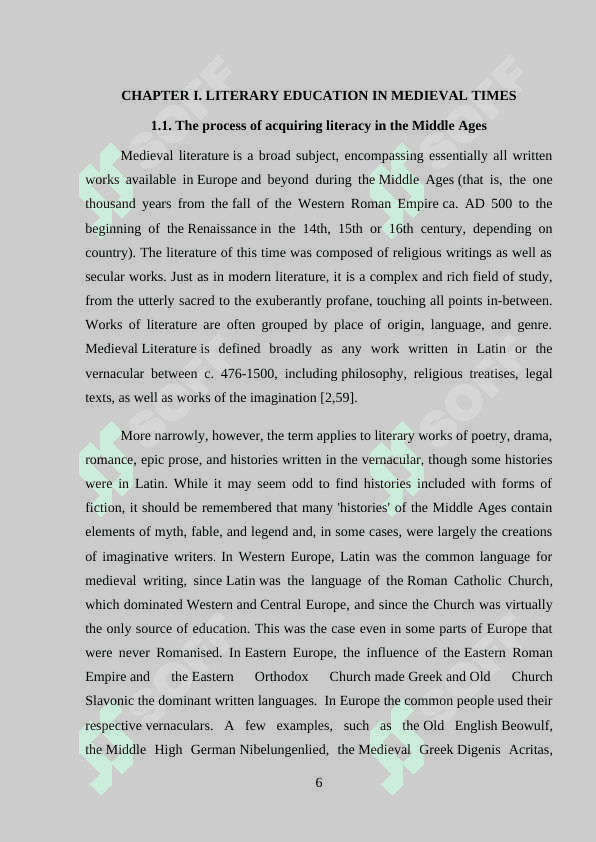 The relationship between education and literature in medieval literature 6