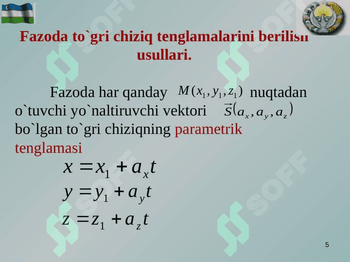 FAZODA TO’G’RI  CHIZIQ TENGLAMALARI 4