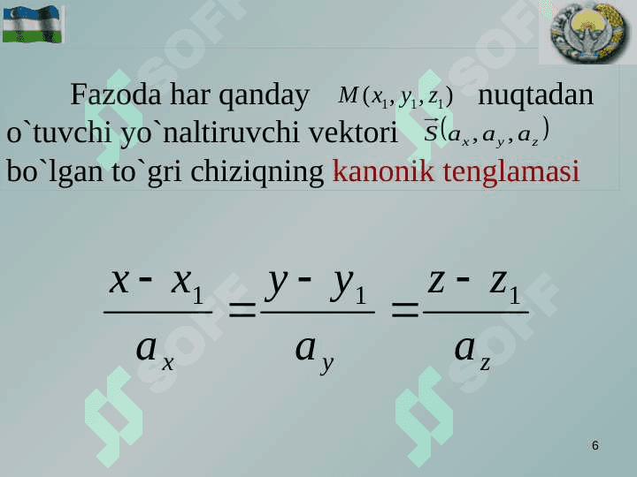 FAZODA TO’G’RI  CHIZIQ TENGLAMALARI 5