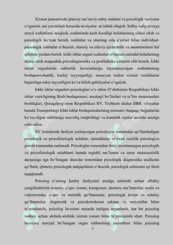 ICHKI ISHLAR TIZIMIDA PSIXOLOGIK  XIZMATNI TASHKIL ETISH 7