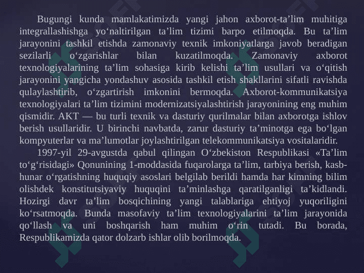 Ta`lim tizimida zamonaviy axborot materiallari 3