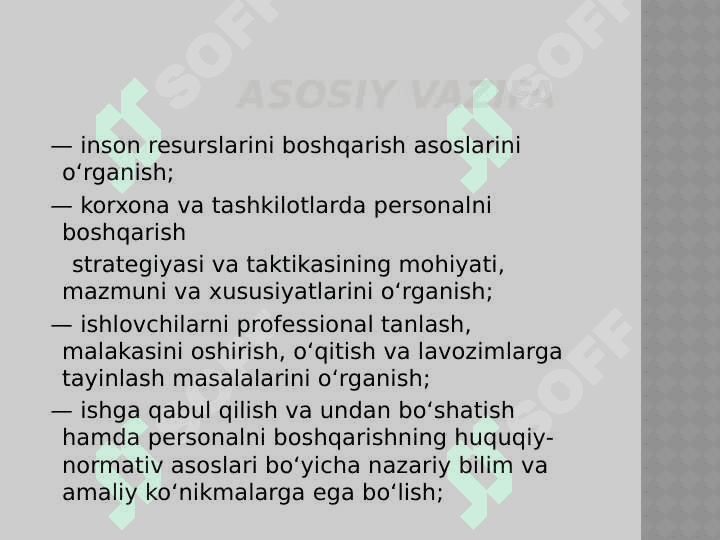 “Mehmonxona xo‘jaligida xodimlarni boshqarish” fanining maqsad va vazifalari 5