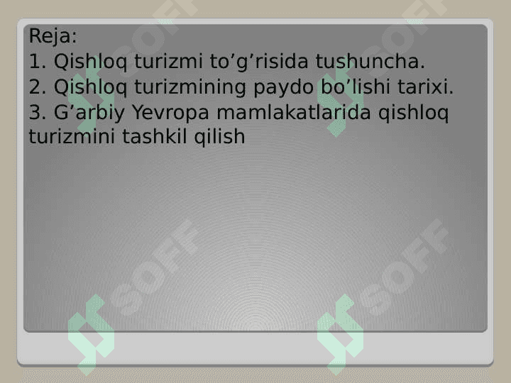 QISHLOQ TURIZMI 2