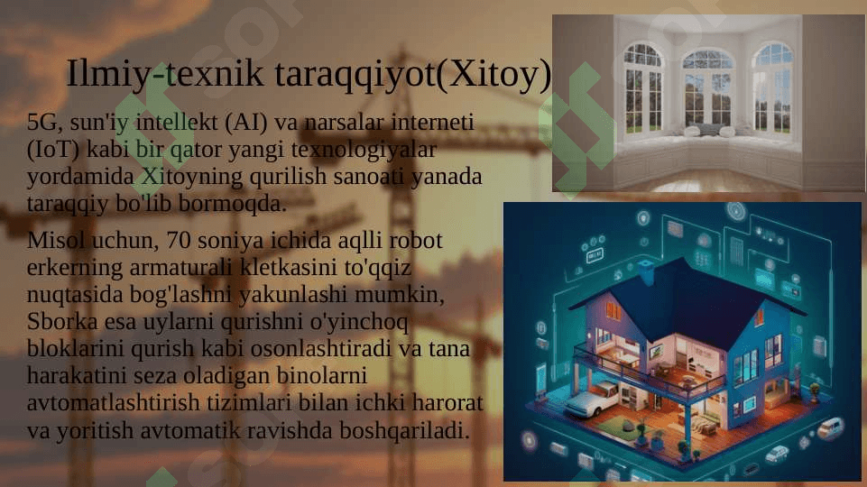 Qurilishda ilmiy-texnik taraqqiyot(Xitoy) 2