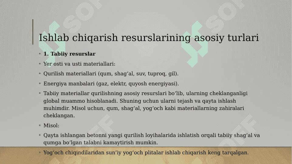 Qurilishning Ishlab chiqarish resurslari 3