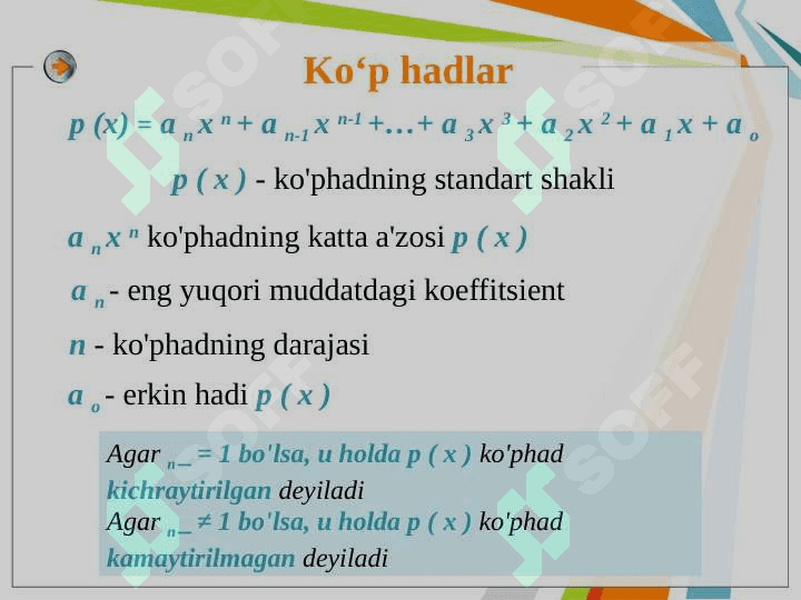 Koʻp hadlar va qisqa koʻpaytirish formulalari.Bezu Teoremasi 3