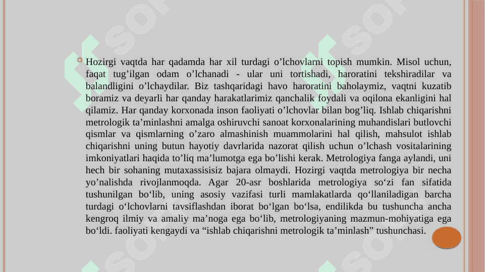 METROLOGYA OʻLCHOV BIRLIKLARI 2