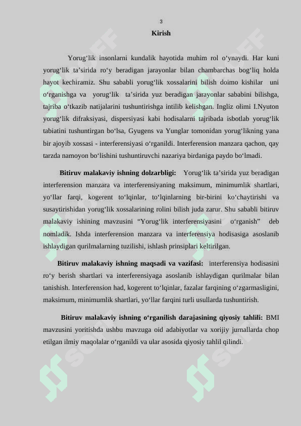 Yorug‘lik interferensiyasini  о‘rganish DIPLOM ISHI 3